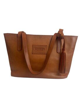 Parker Clay Leather Eden Tote Bag Tassel Accent Brown Ethiopia
